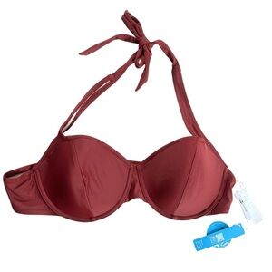 Cupshe New with Tags Keep It Cool Paneled Halter Underwire Red Bikini Top